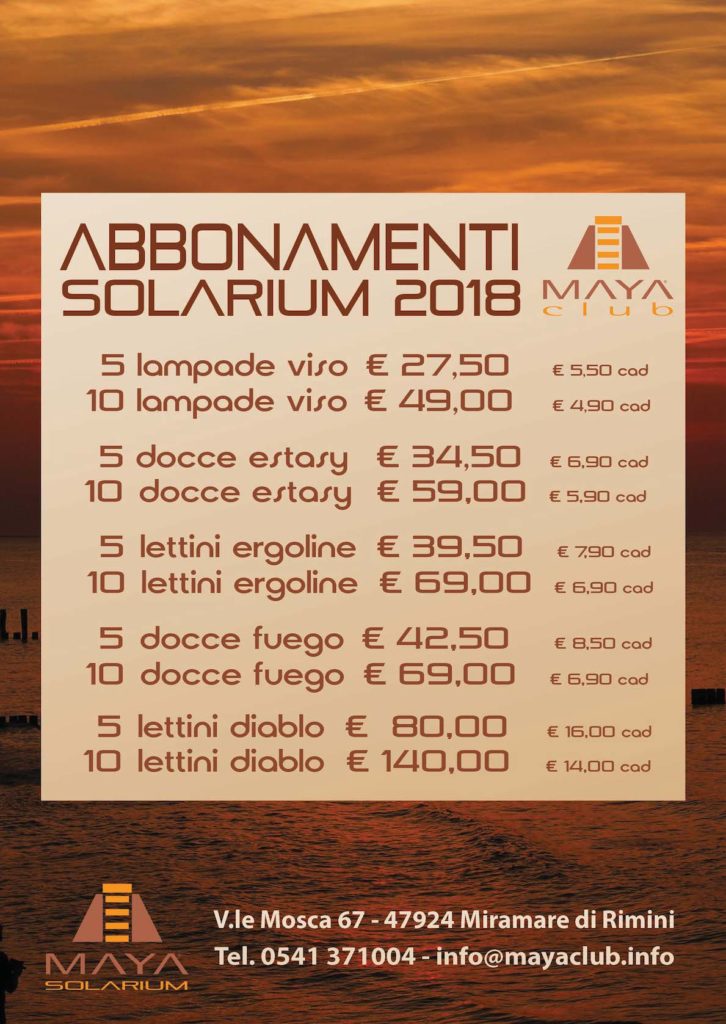 Abbonamenti Solarium 2018